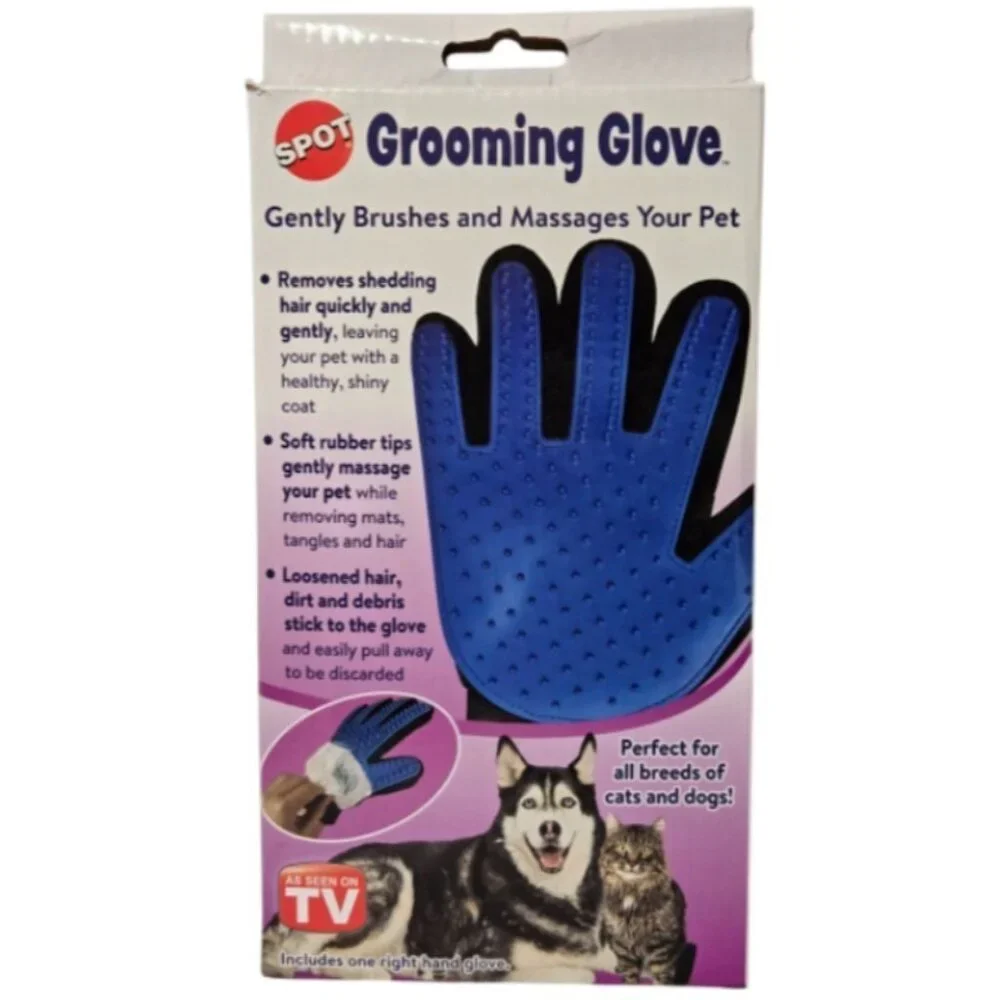 SPOT Pet Grooming Glove Dog Cat Hair Remover Deshedding Brush Massager NWT